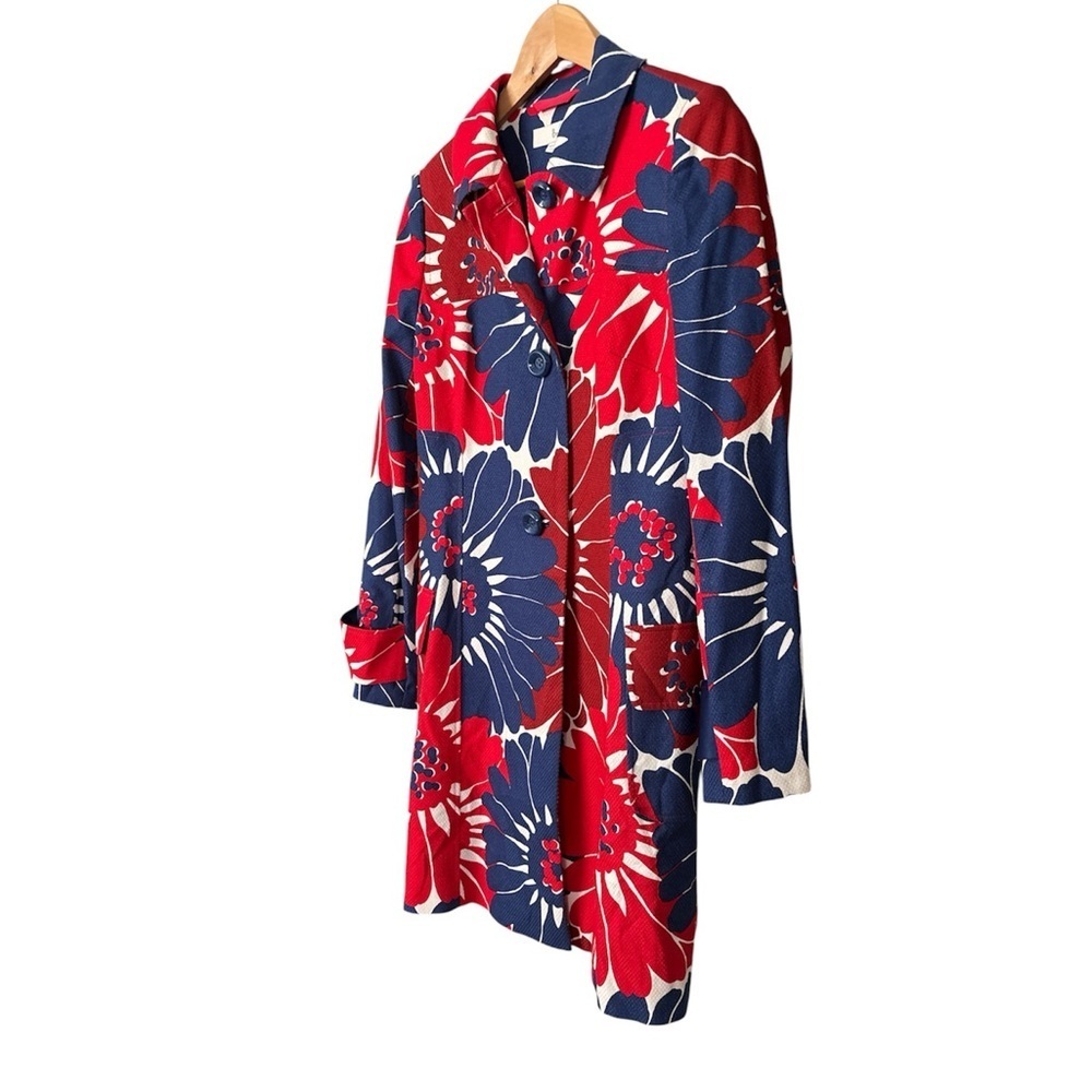 Boden 100% Cotton Bold Floral Print Trench Jacket Coat ,US 6R - Picture 7 of 11